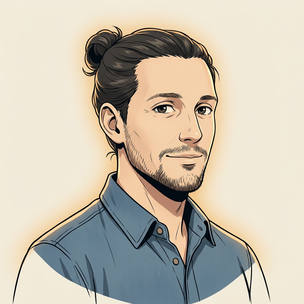 Illustriertes Porträt von Joshua Baker